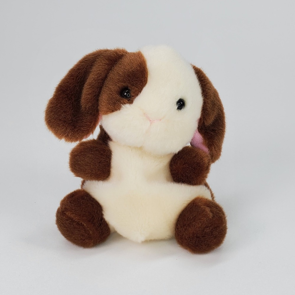 Aurora World Palm Pals Brown White Spotted Bunny Rabbit Plush Stuffed Animal 5"